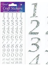 NEW! Eleganza Silver Sparkly Self Adhesive Number Stickers With Stylised Font ~ A 60 Piece Set For Gift Packaging, Scrapbooking, Card Making & More